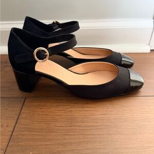 J. Crew Millie ankle-strap heels in moiré 7.5